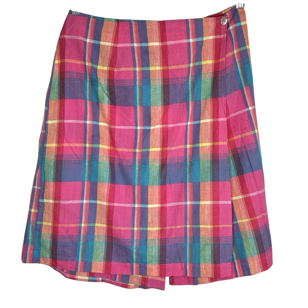 Mark Fore & Strike Plaid Faux Wrap Skort Large‎ Golf Preppy Resort Colorful USA
